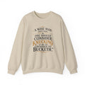 Crewneck Sweatshirt — “A Wise Man Once Said: One Should Consider Knucking if He So Chooses to Bucketh.” Vintage Script Quote Pullover