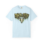 Buck City Graphic T‑Shirt — Deer Skull Camo Streetwear