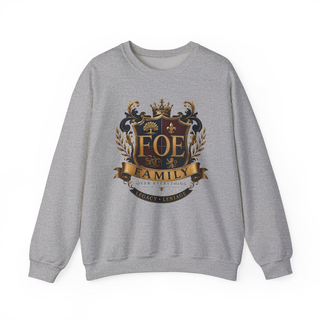 FOE Family Crest Crewneck Sweatshirt — Vintage Heraldic Logo Pullover