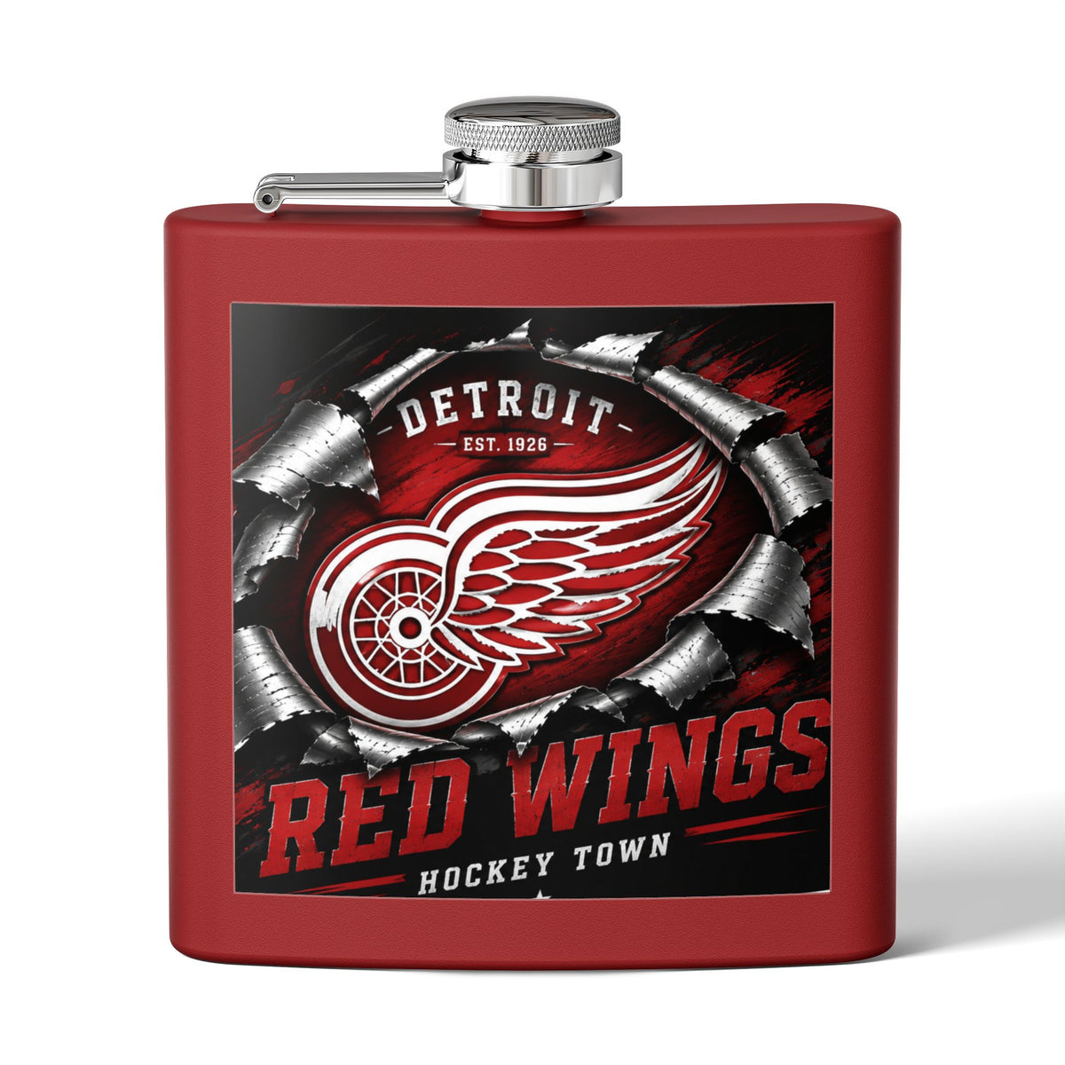 Detroit Red Wings Stainless Steel Flask — 6oz Hockey Town Hip Flask