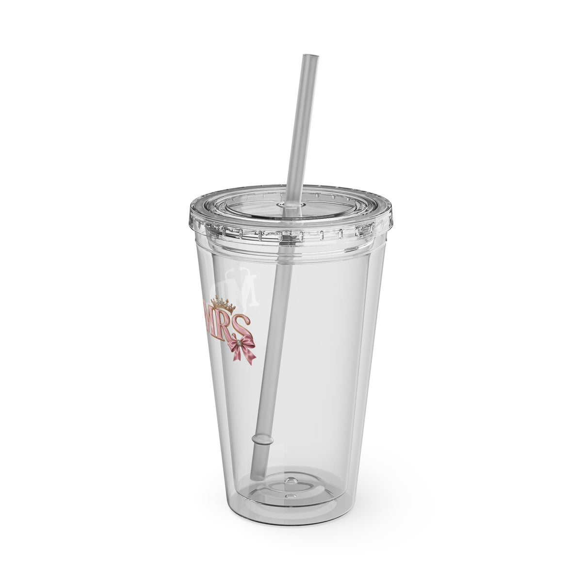 Mr & Mrs 16oz Clear Tumbler with Straw — Wedding Couple Drinkware