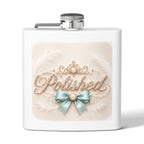 Flask — Polished Decorative 6oz Stainless Steel Hip Flask with Elegant Bow Design