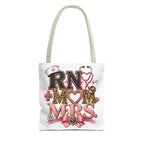 RN Mom Mrs. Tote Bag — Nurse Wife Gift, Leopard Pink Stethoscope Design