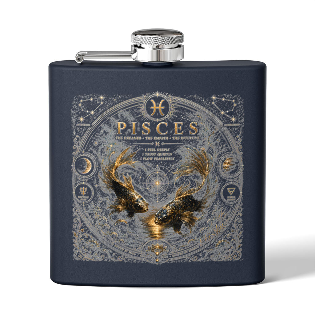 Pisces Zodiac Flask — 6oz Stainless Steel Astrological Hip Flask