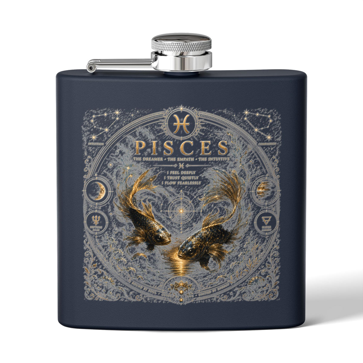Pisces Zodiac Flask — 6oz Stainless Steel Astrological Hip Flask