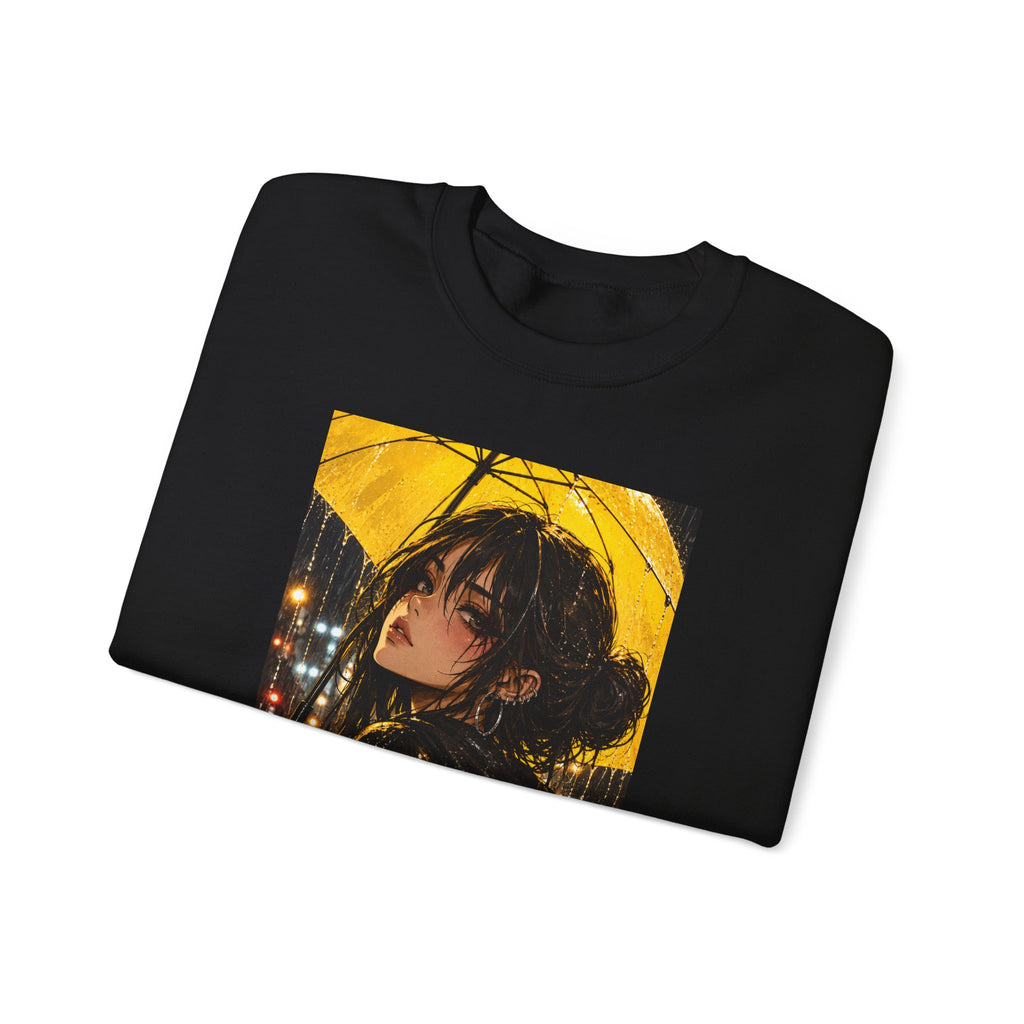 Anime Girl with Yellow Umbrella Sweatshirt