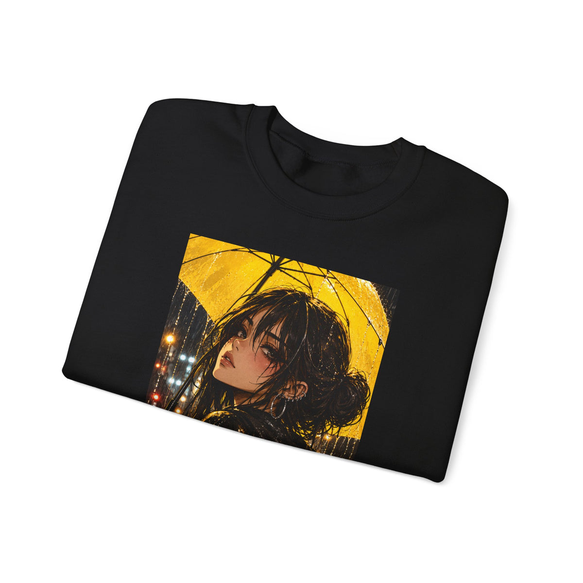 Anime Girl with Yellow Umbrella Sweatshirt