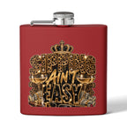 Flask — 'Sipping Ain't Easy' Gold Leopard Stainless Steel Hip Flask (6oz)