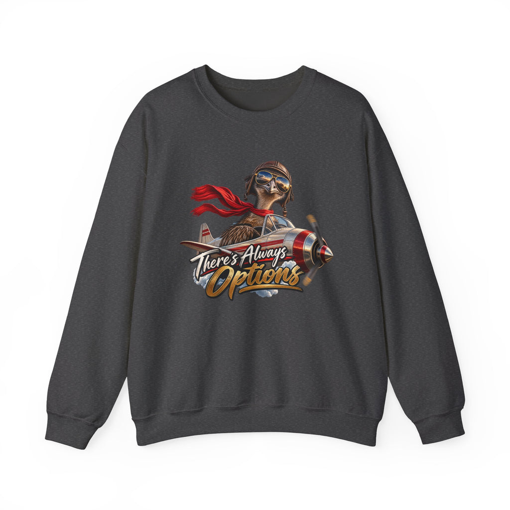 Aviator Pilot Sweatshirt — "There's Always Options" Vintage Flight Crewneck