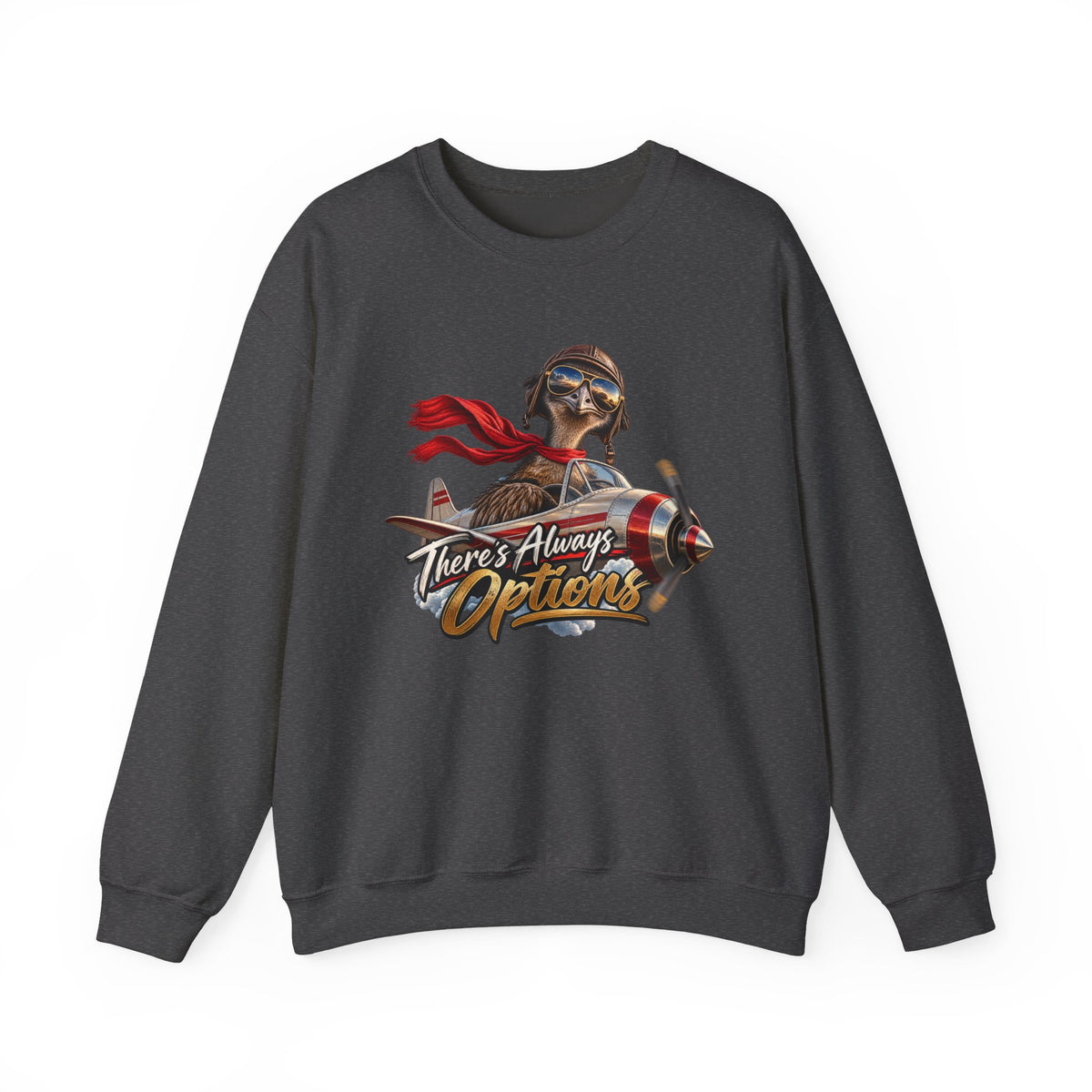 Aviator Pilot Sweatshirt — "There's Always Options" Vintage Flight Crewneck