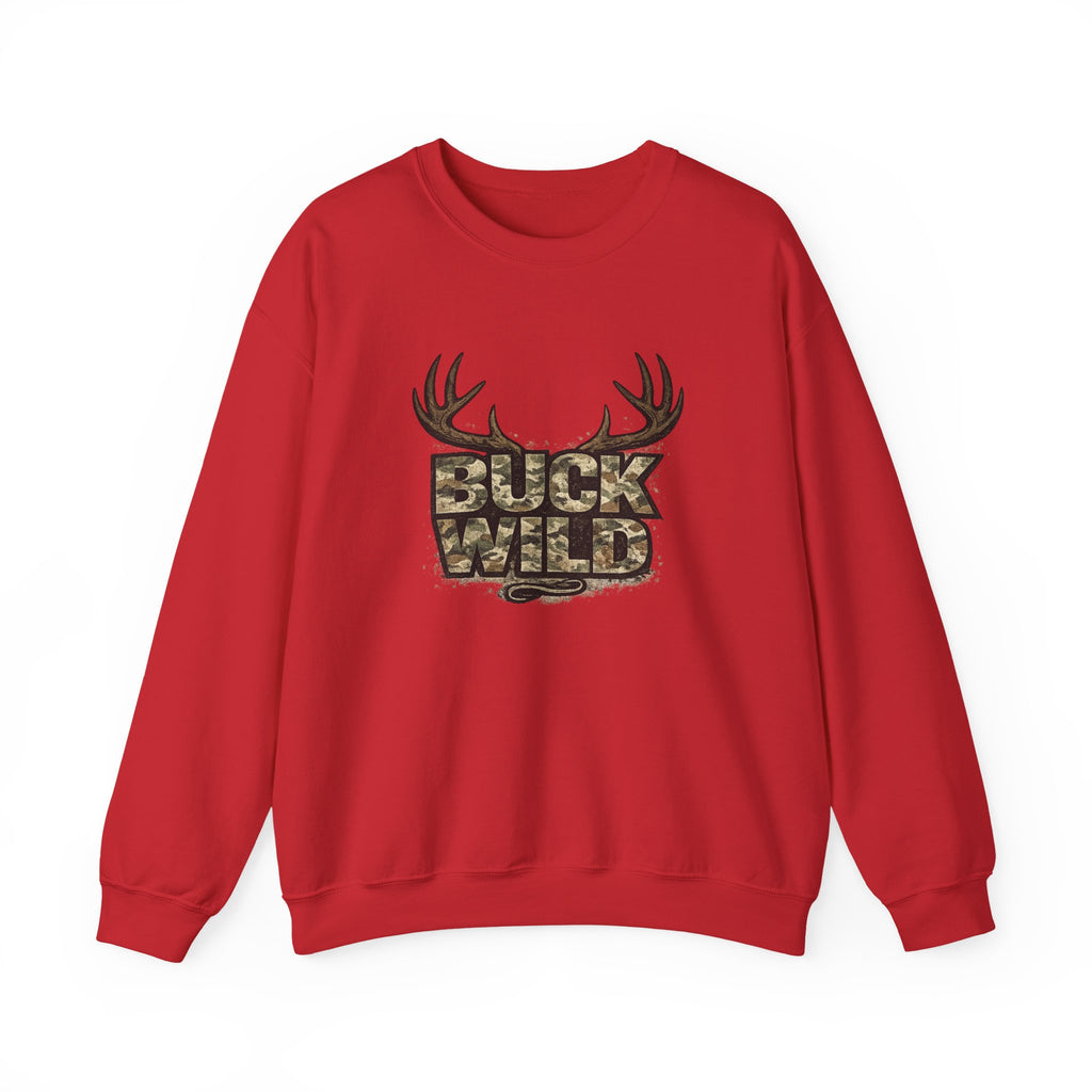Buck Wild Camo Sweatshirt — Hunting Antler Graphic Crewneck