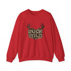 Buck Wild Camo Sweatshirt — Hunting Antler Graphic Crewneck