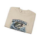 Fishing Sweatshirt — "Hooked on Fishing" Graphic Crewneck for Anglers