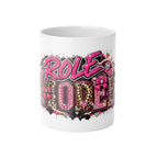 MOM Role Model Mug — Pink Glam Leopard Mothers Day Coffee Cup, 'Role Model' Design