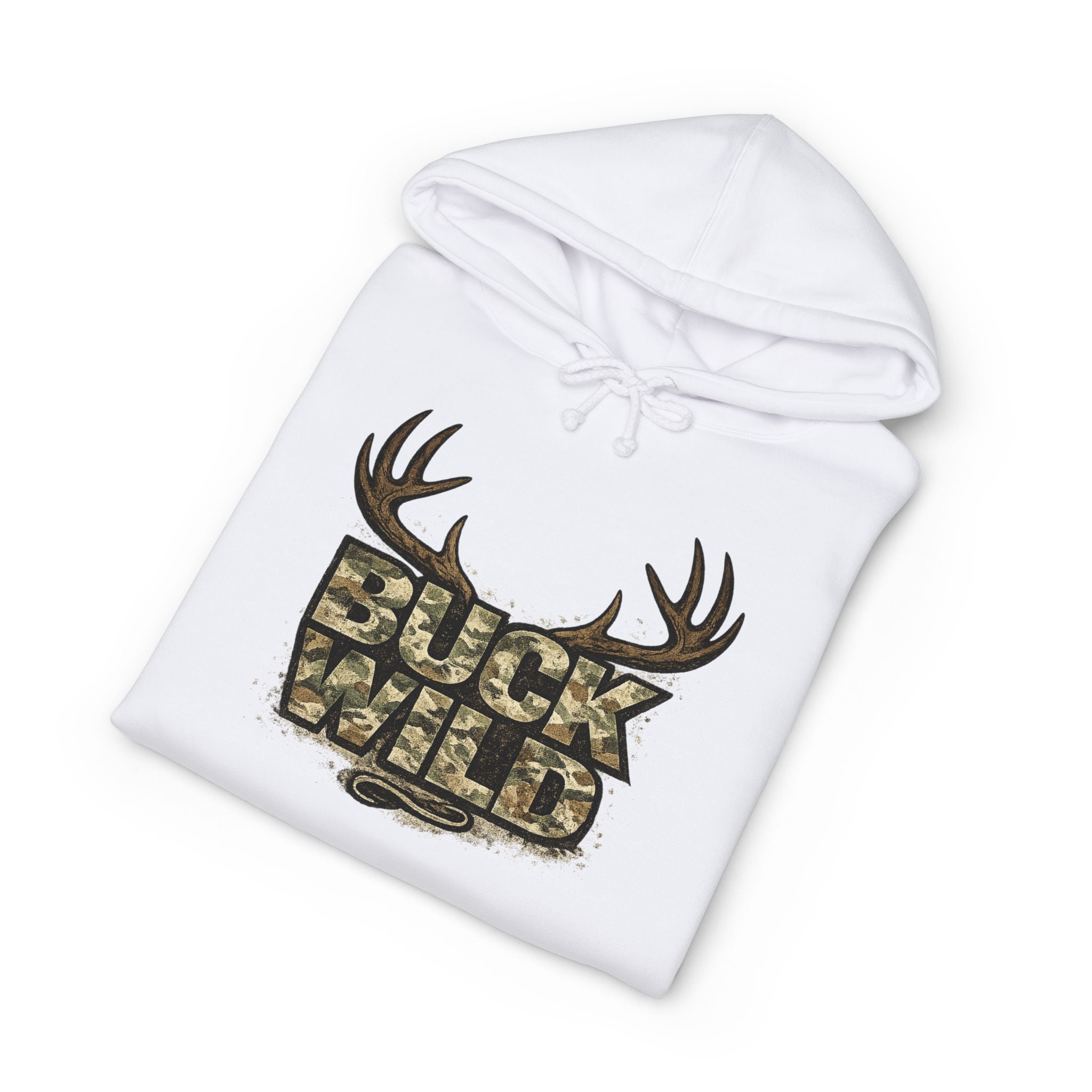 Buck Wild Camo Hoodie — Hunting Antler Graphic Sweatshirt
