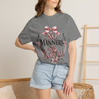 No Manners No Service T-Shirt — Vintage Pink Victorian Script Tee