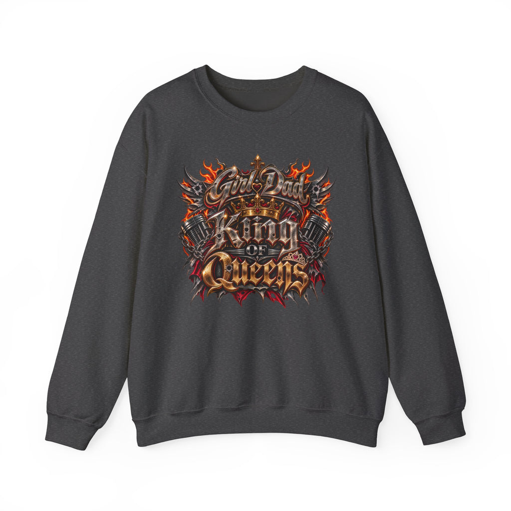King of Queens Graphic Sweatshirt — Gothic Flame 'God Dad' Design