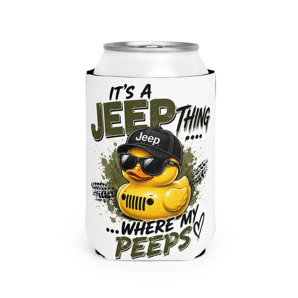 Can Cooler Sleeve — "It's a Jeep Thing Where My Peeps" Rubber Duck Koozie
