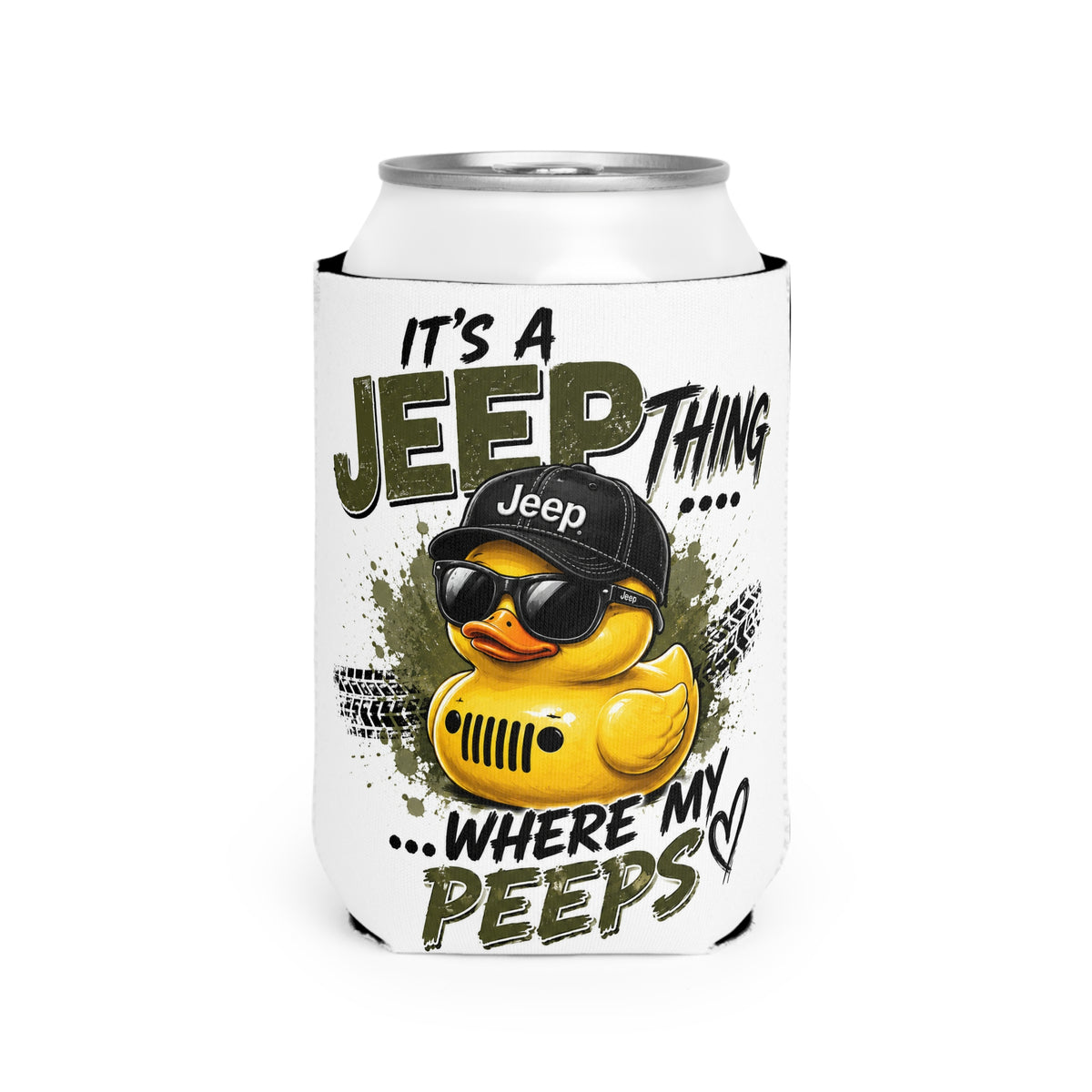 Can Cooler Sleeve — "It's a Jeep Thing Where My Peeps" Rubber Duck Koozie
