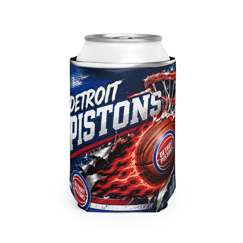 Detroit Pistons Can Cooler Sleeve – Flaming Basketball Koozie
