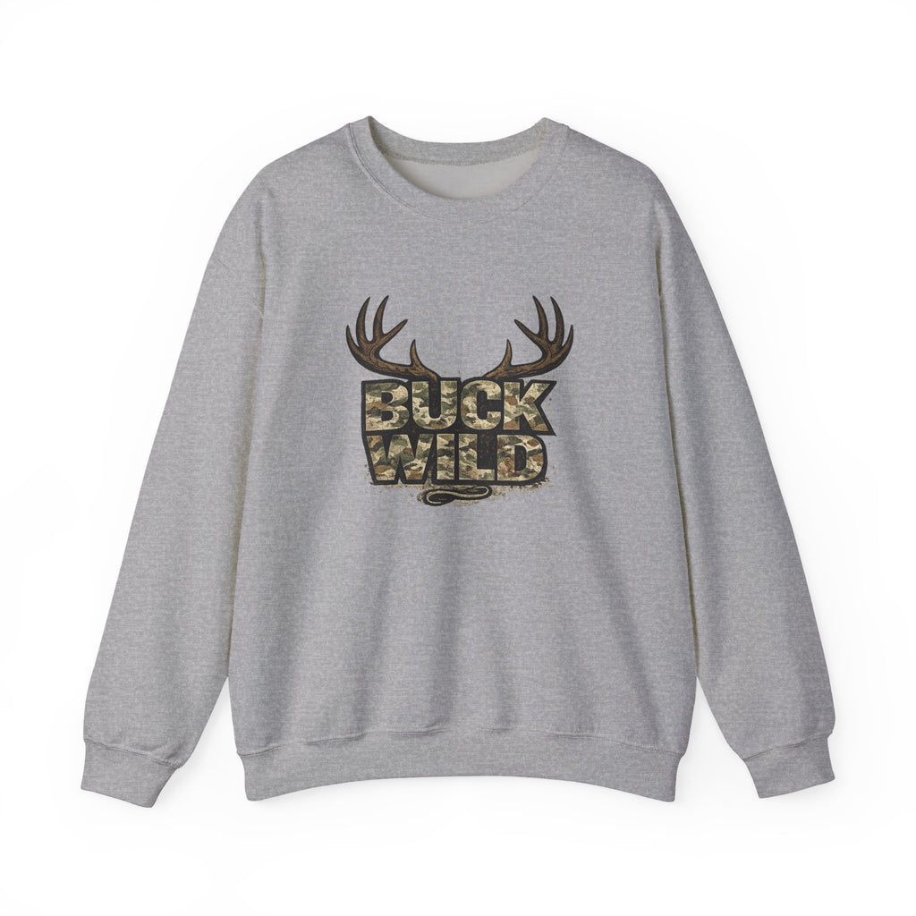 Buck Wild Camo Sweatshirt — Hunting Antler Graphic Crewneck