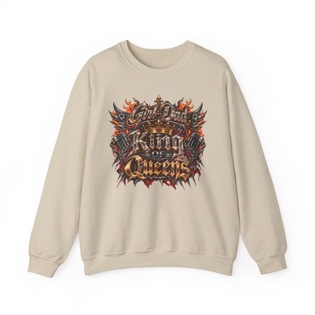 King of Queens Graphic Sweatshirt — Gothic Flame 'God Dad' Design