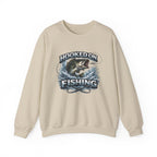 Fishing Sweatshirt — "Hooked on Fishing" Graphic Crewneck for Anglers