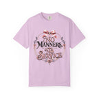 No Manners No Service T-Shirt — Vintage Pink Victorian Script Tee