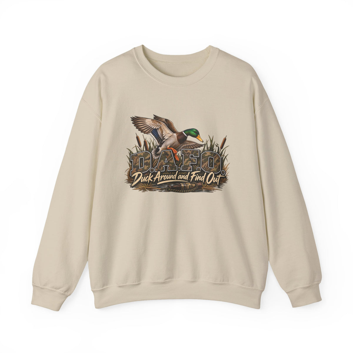 Crewneck Sweatshirt - 'Duck Around and Find Out' Mallard Hunting Graphic