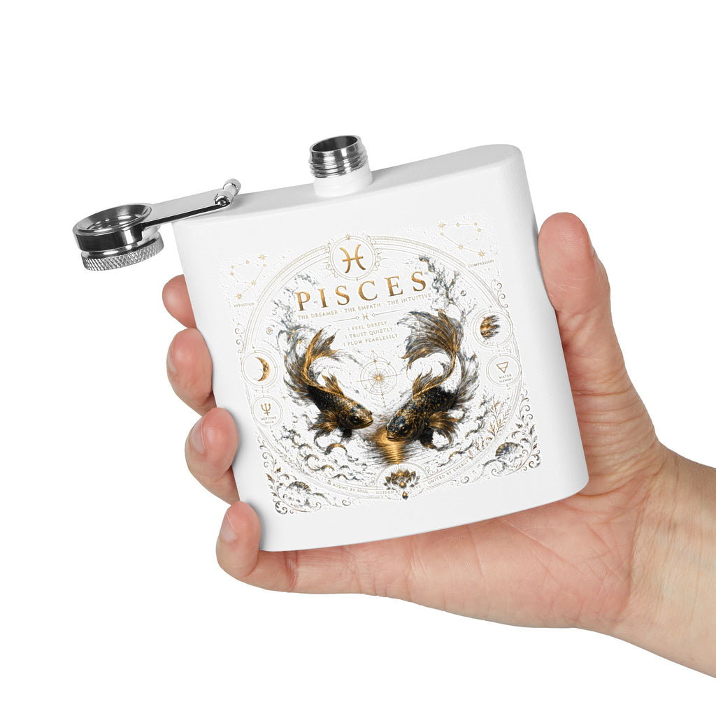 Pisces Zodiac Flask — 6oz Stainless Steel Astrological Hip Flask