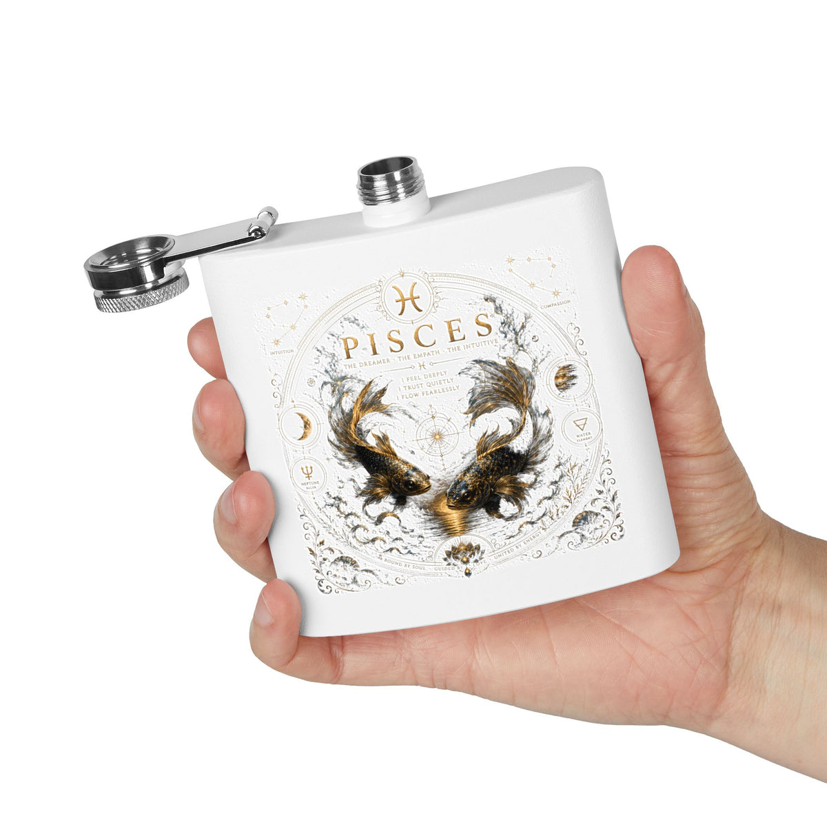 Pisces Zodiac Flask — 6oz Stainless Steel Astrological Hip Flask
