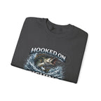 Fishing Sweatshirt — "Hooked on Fishing" Graphic Crewneck for Anglers