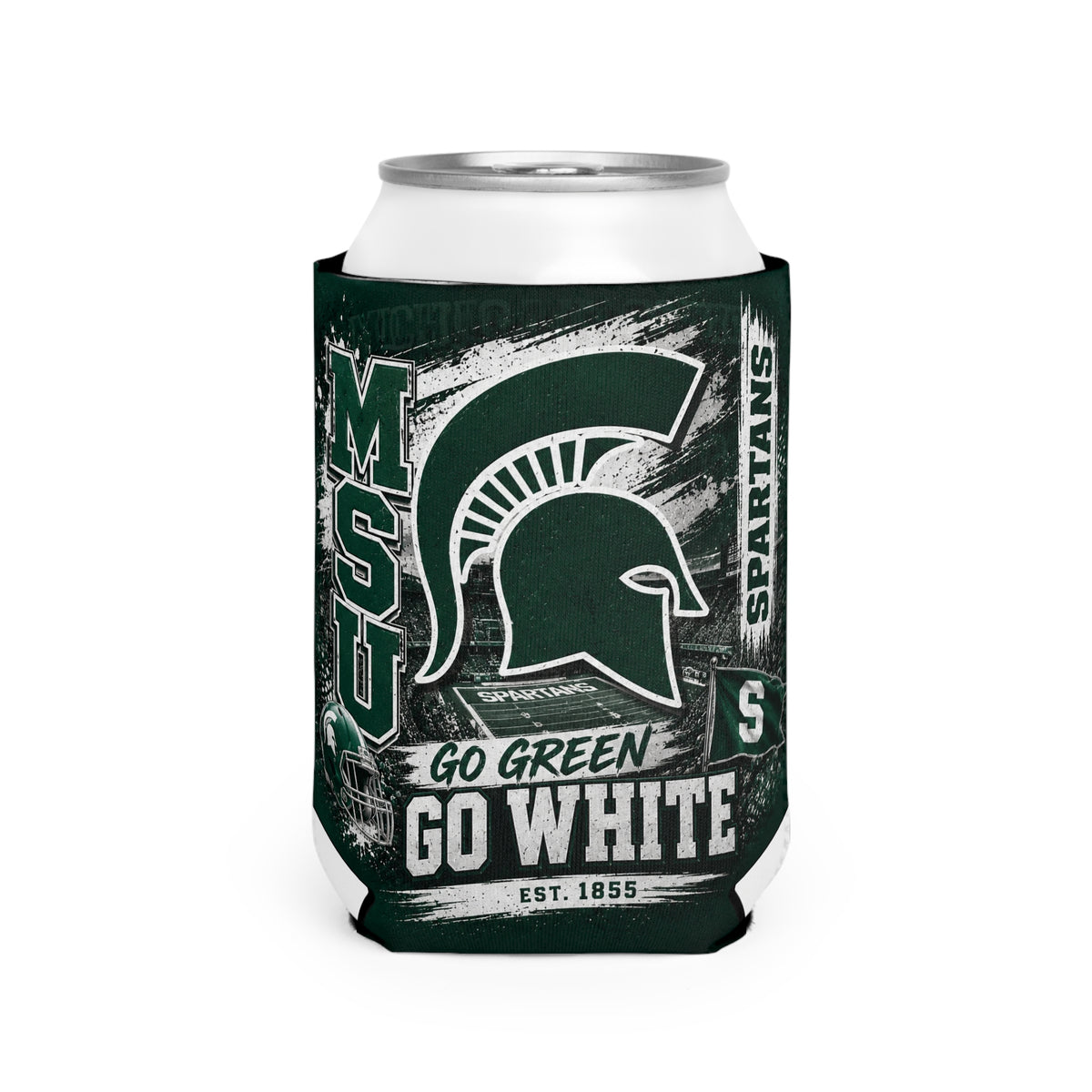 Michigan State Spartans "Go Green, Go White" Can Cooler Sleeve
