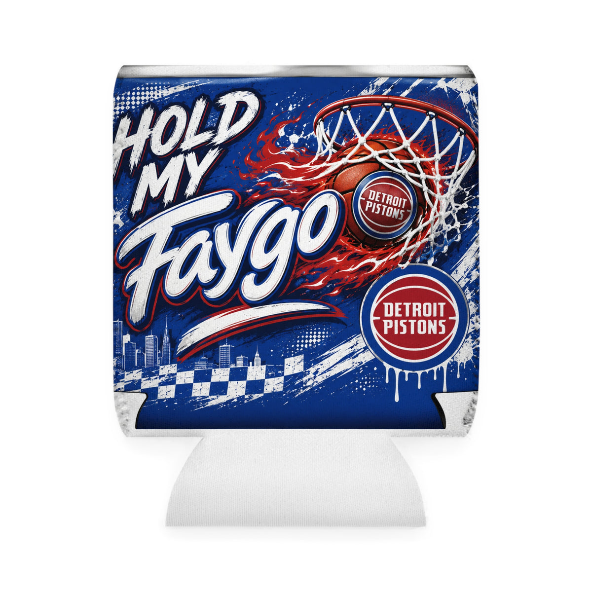 Detroit Pistons 'Hold My Faygo' Can Cooler Sleeve – Basketball Fan Koozie