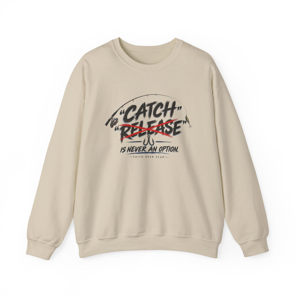 Crewneck Sweatshirt — "Catch"/"Release" Graphic Pullover
