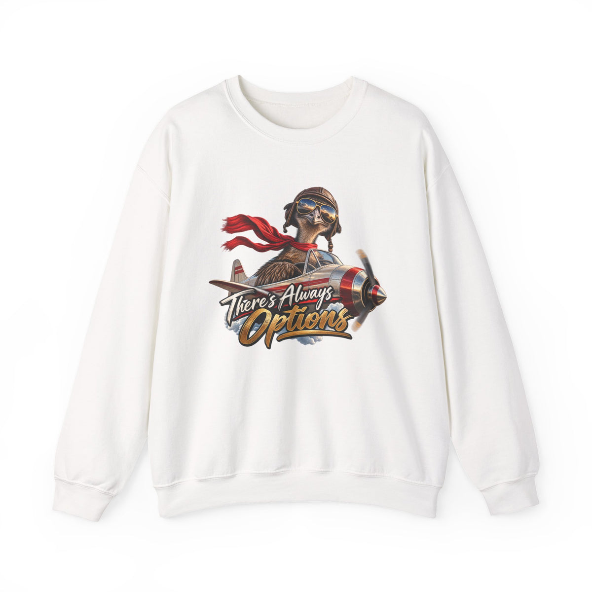 Aviator Pilot Sweatshirt — "There's Always Options" Vintage Flight Crewneck