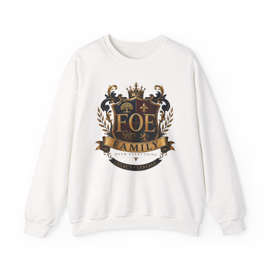 FOE Family Crest Crewneck Sweatshirt — Vintage Heraldic Logo Pullover