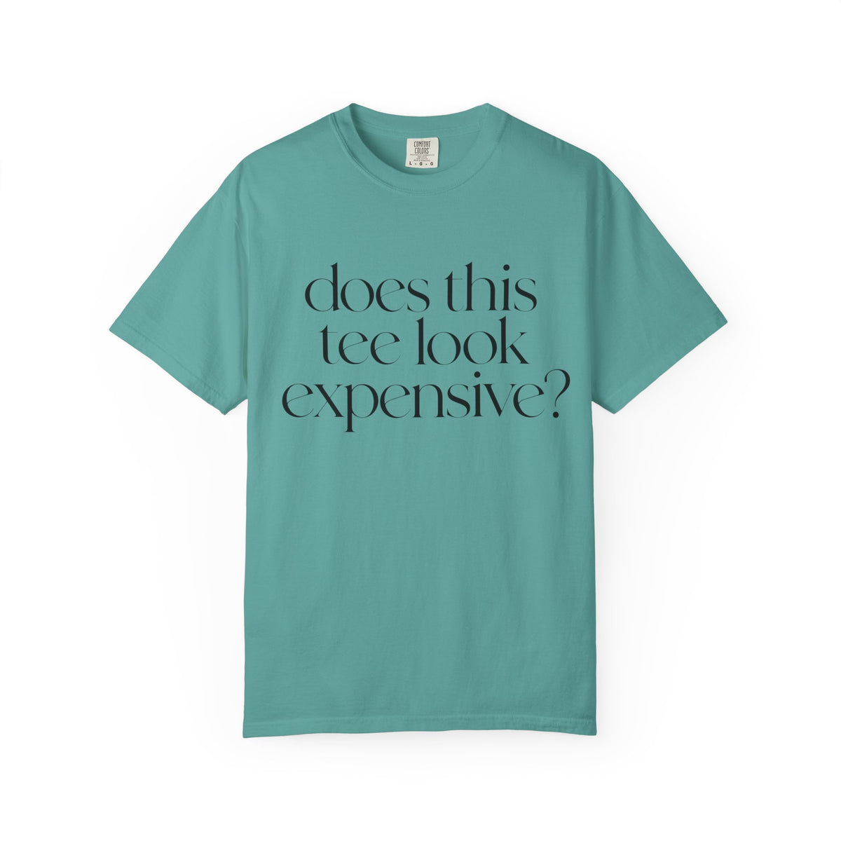 T-Shirt — "Does This Tee Look Expensive?" Minimal Script Graphic Tee