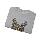 Buck Wild Camo Sweatshirt — Hunting Antler Graphic Crewneck