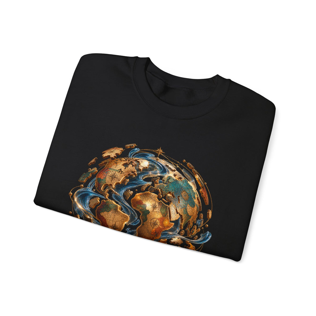 Earth Swirl Crewneck Sweatshirt — Vintage Globe Art Sweatshirt