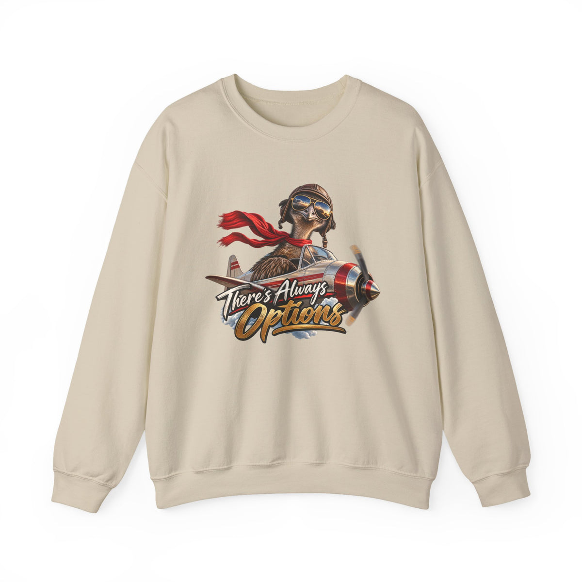 Aviator Pilot Sweatshirt — "There's Always Options" Vintage Flight Crewneck