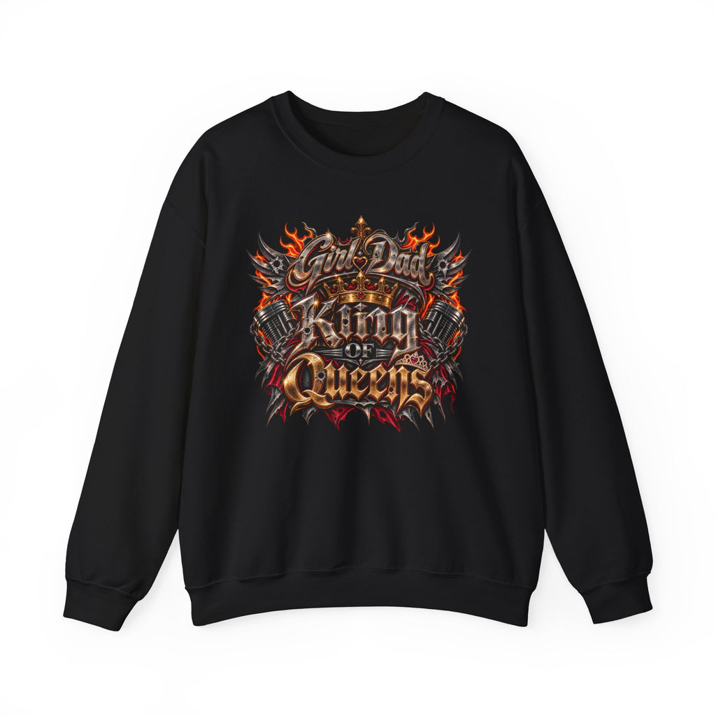 King of Queens Graphic Sweatshirt — Gothic Flame 'God Dad' Design