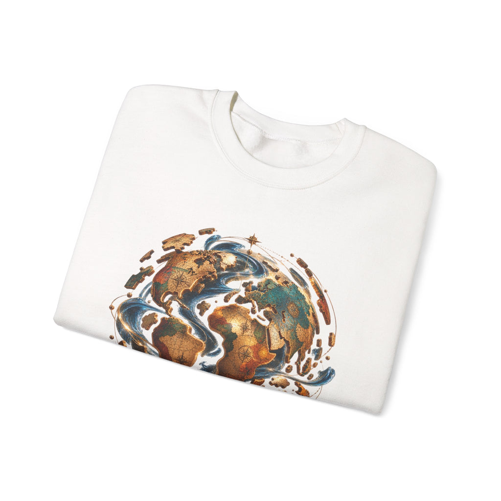 Earth Swirl Crewneck Sweatshirt — Vintage Globe Art Sweatshirt