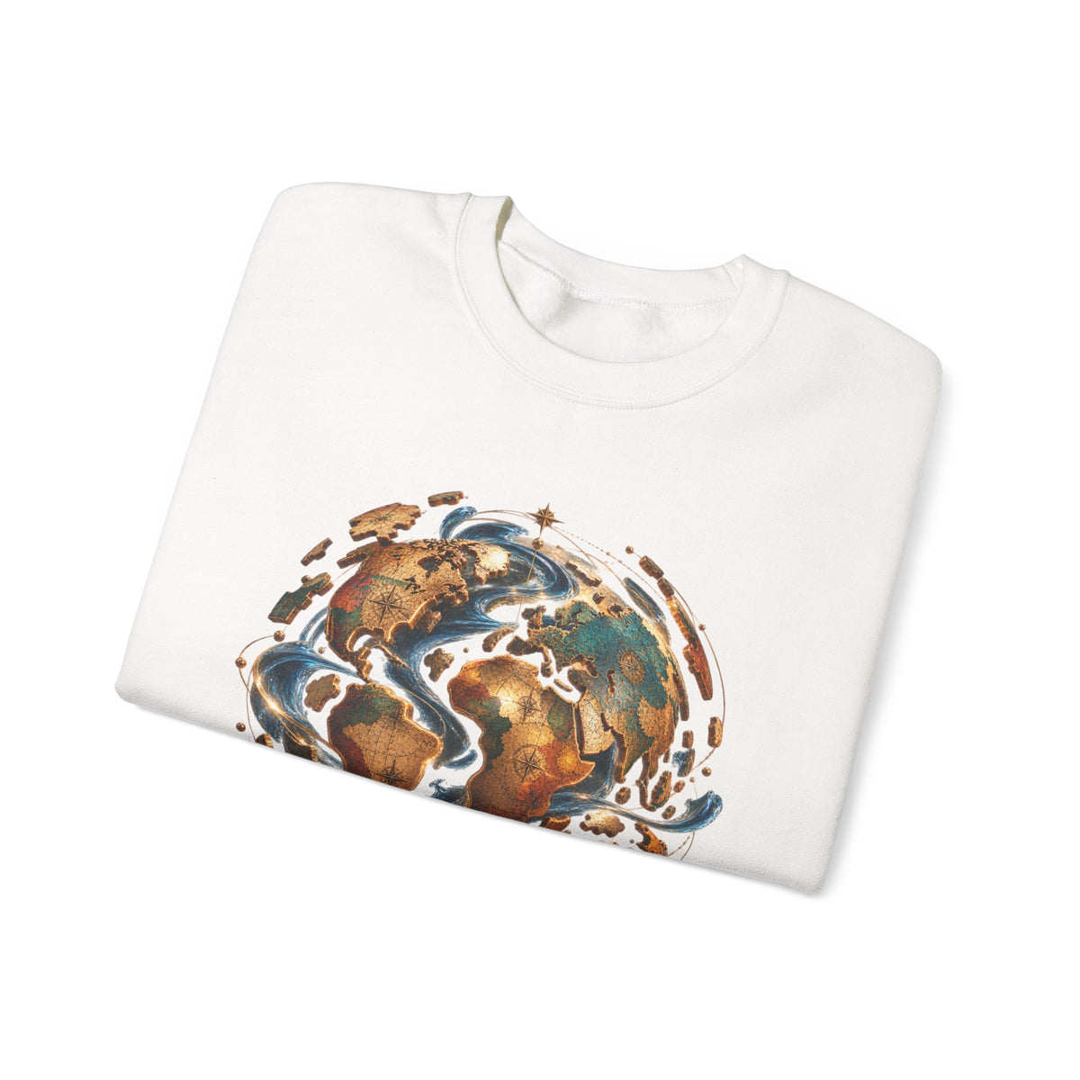 Earth Swirl Crewneck Sweatshirt — Vintage Globe Art Sweatshirt