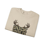 Buck Wild Camo Sweatshirt — Hunting Antler Graphic Crewneck