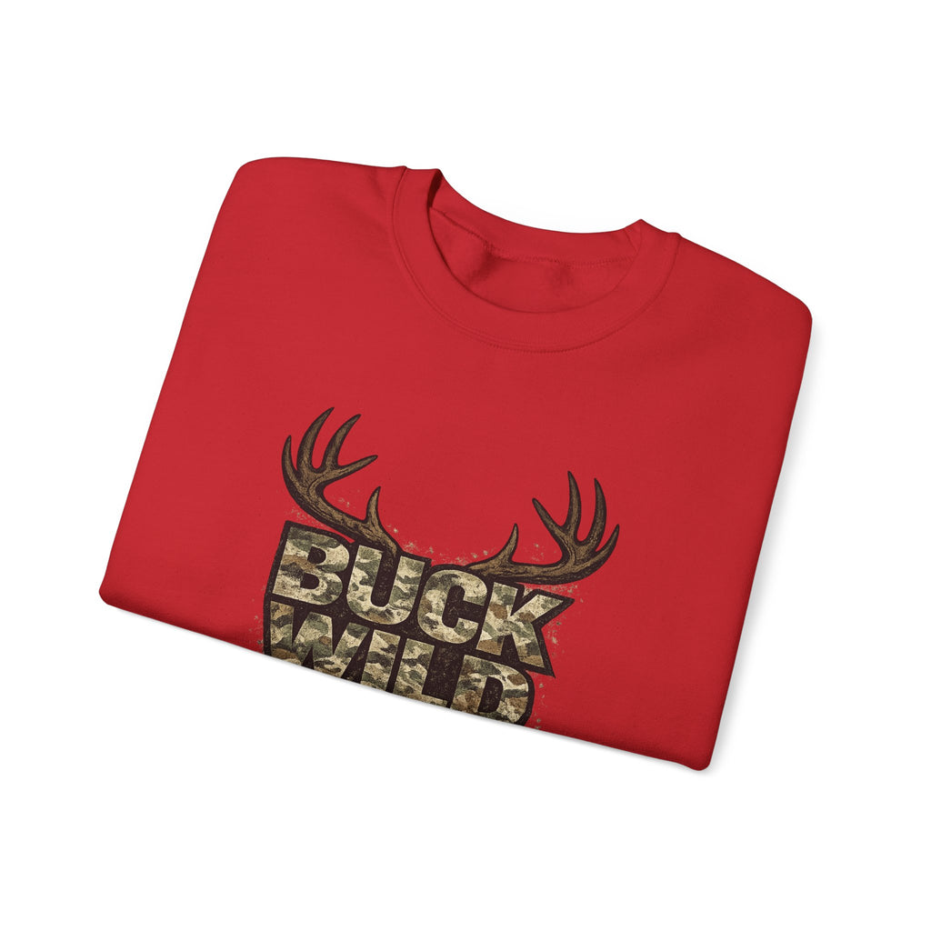 Buck Wild Camo Sweatshirt — Hunting Antler Graphic Crewneck