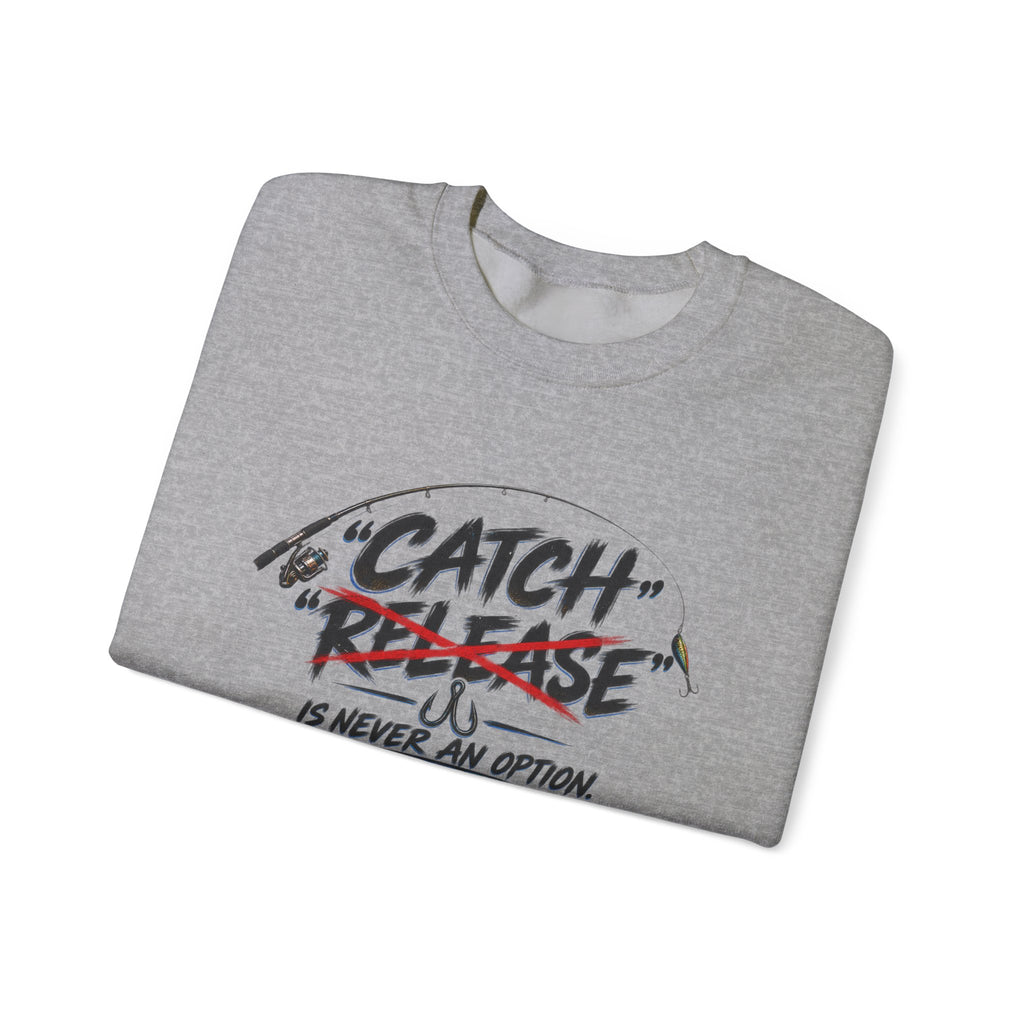 Crewneck Sweatshirt — "Catch"/"Release" Graphic Pullover