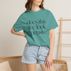 T-Shirt — "Does This Tee Look Expensive?" Minimal Script Graphic Tee