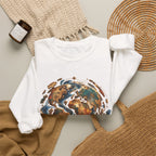 Earth Swirl Crewneck Sweatshirt — Vintage Globe Art Sweatshirt