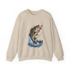 Bass Fishing Crewneck Sweatshirt — Leaping Largemouth Design